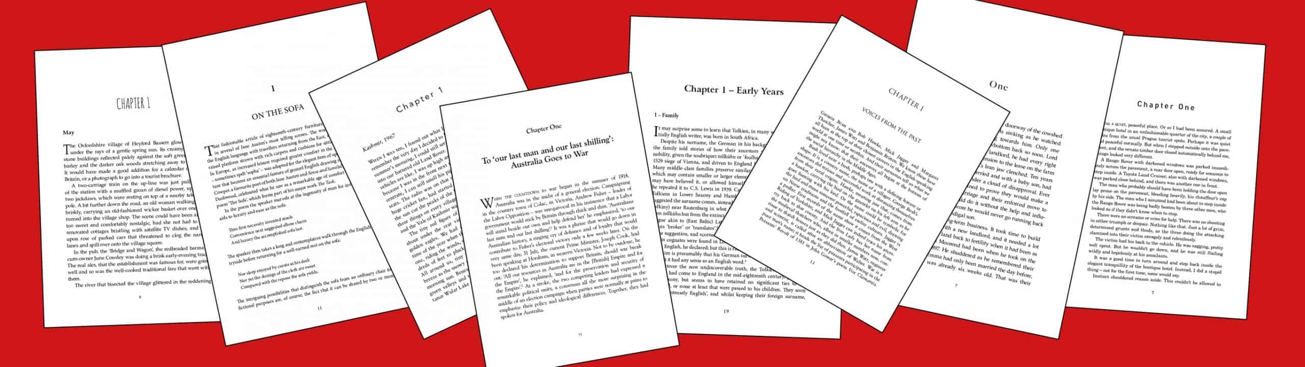 A selection of opening pages from books